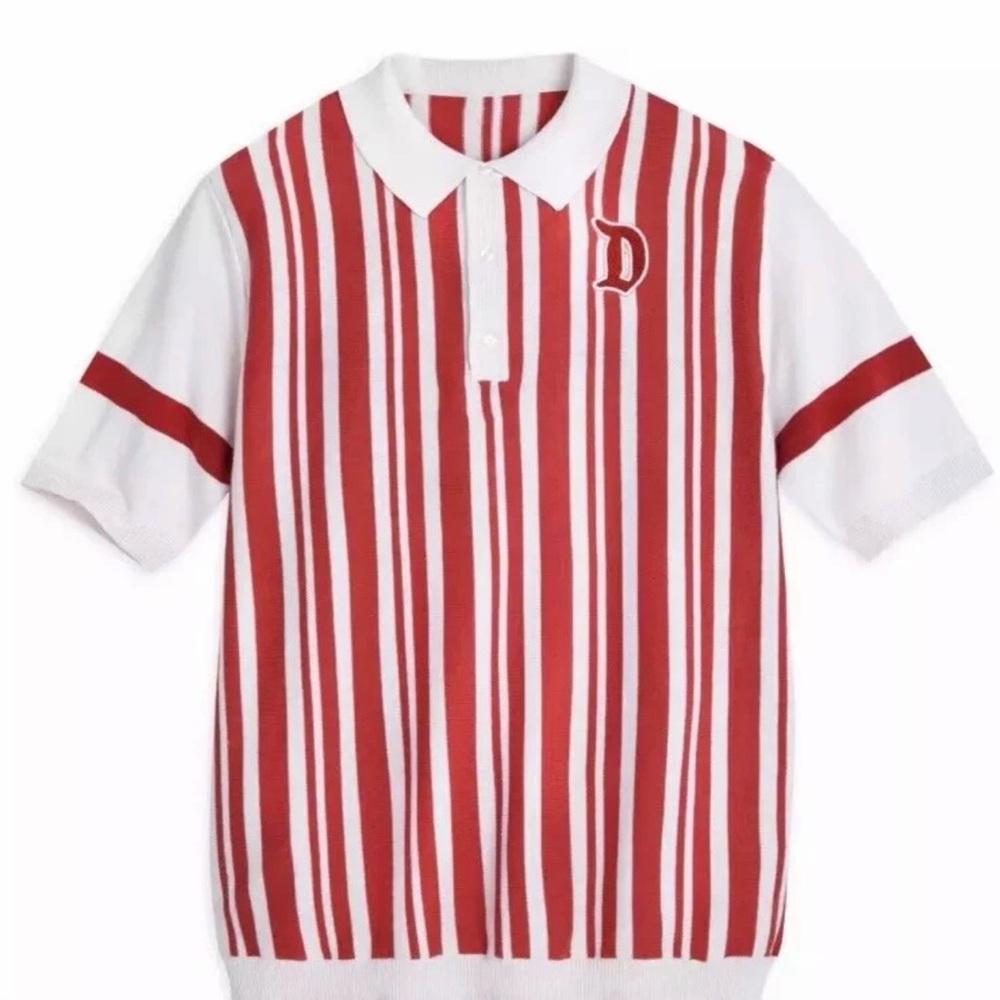 NWT Disney Parks Dapper Dan Striped Polo Sweater Shirt Men’s Small Red